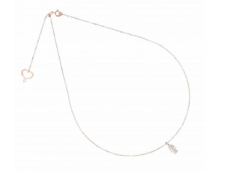 AURUM NECKLACE IN 18 KARAT ROSE GOLD WITH LITTLE GIRL SHAPE WITH MICRO DIAMOND WHITE DUST MAMAN ET SOPHIE GHBAMXB